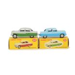 Dinky Toys 162 Ford Zephyr Saloon, two tone blue body, grey hubs, 164 Vauxhall Cresta Saloon,