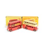 A Dinky Toys 291 'Exide' London Bus, red body and hubs, 3rd type Leyland grille, VG-E, minor