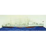 A large Radio Controlled model of a British WW11 'F' Class Destroyer, constructed in metal to 1: