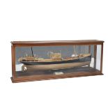 A fine mirror backed half Hull model of Steam Trawler' Marz' built by Cook Welton and Gemmell Ltd