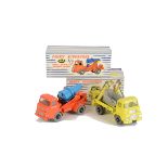 A Dinky Supertoys 960 Lorry Mounted Cement Mixer, orange body, blue/yellow drum, black plastic hubs,