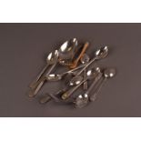 A collection of silver plated flatware and other items, including a pair of Victorian silver