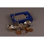 A collection of coins and silver plated items, including several Barbados proof coins, some