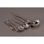 A canteen of modern WMF Nirosta pattern flatware, with scroll edge motif to terminals, including