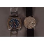 A 1970s Accurist stainless steel Shockmaster and another gentleman's wristwatch, the cushion