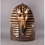 A Plastic Bust of the Boy Egyptian King Tutankamun's famous death mask, painted in guilt, 67cm high