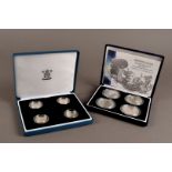 A set of four modern Royal Mint silver 1 oz proof coins, in box with certificate, together with a