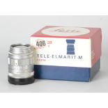 A Leitz Tele-Elmarit f/2.8 90mm Lens, chrome, serial no. 2069987, body, VG-E, elements, VG-E, some