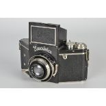 An Ihagee Exakta A Type 4.1 Camera, black, serial no. 488032, with Carl Zeiss Jena Tessar f/3.5 75mm