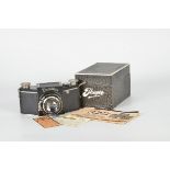 An Ihagee Exakta B Type 2.2 Camera, black, serial no. 417330, with Carl Zeiss Jena Tessar f/2.8 75mm