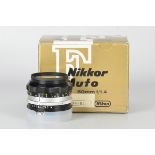 A Nikon Nikkor-S.C. f/1.4 50mm Lens, black, serial no. 1394481, body, E, elements, VG-E, in maker’