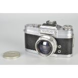 A Wray Wrayflex Ia SLR Camera, chrome, serial no. 3900, with Wray Unilite f/2 50mm lens, chrome,