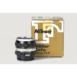 A Nikon Nikkor-S f/2.8 35mm Lens, black, serial no. 336820, body, E, elements, VG-E, in maker’s box