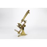 A fine 19th Century lacquered brass Ross No. 4 Wenham Binocular Petrological Microscope Stand,