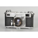 A Zeiss Ikon Jena Contax II Rangefinder Camera, chrome, serial no. 18134, with Carl Zeiss Jena