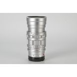 A Leitz Summicron f/2 90mm Lens, chrome, serial no. 1817820, body, VG-E, elements, VG, with maker’