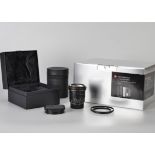 A Leitz Summilux-M Aspherical f/1.4 21mm Lens, black, serial no. 4079438, body, E, elements, E, with