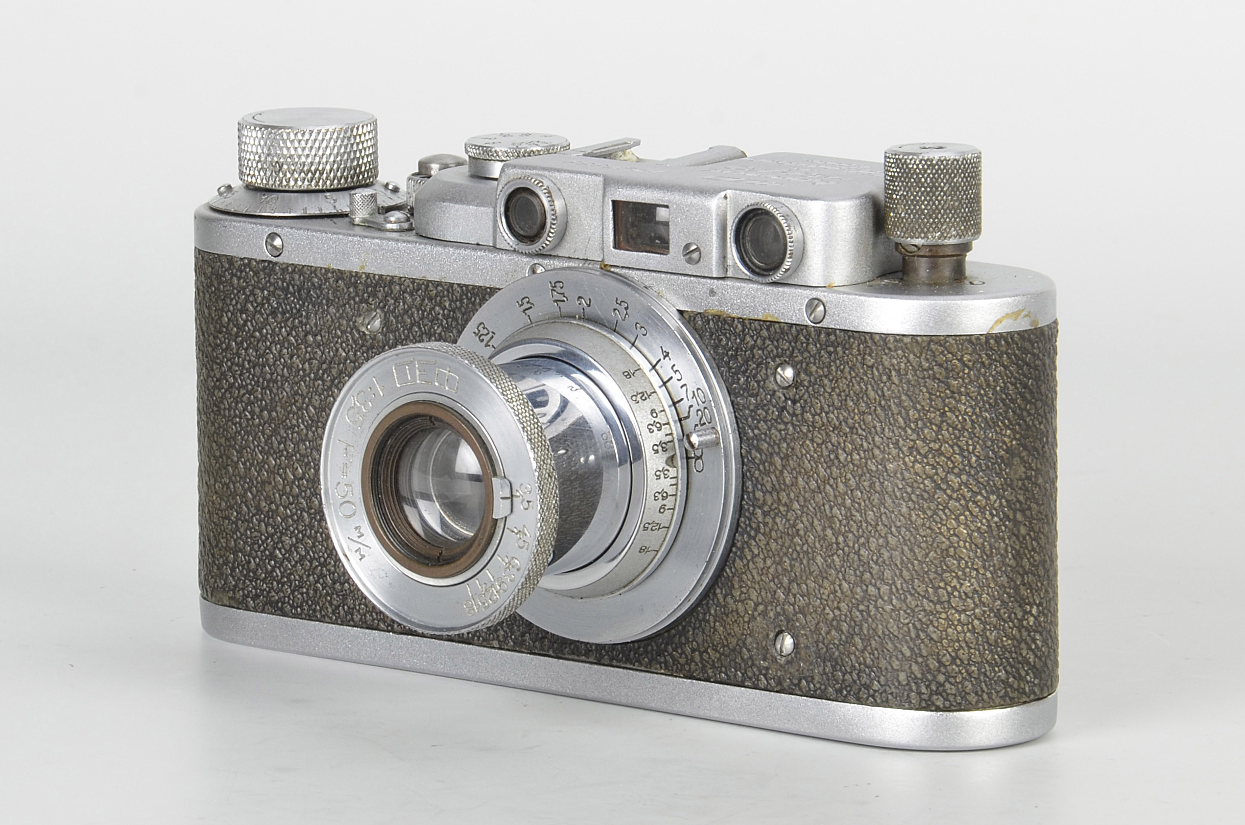 A FED Type 1B Rangefinder Camera, chrome, serial no. 27866, with FED f/3.5 50mm lens, chrome, serial