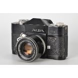 A Pignons Alpa 10s SLR Camera, black, serial no. 57123, with Kern-Macro-Switar AR f/1.8 50mm lens,