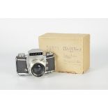 An Ihagee Exakta Varex IIA Dummy Model, chrome, serial no. A110, with Jena f/2 50mm lens, chrome,