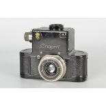 A Gomz Sport Camera, black, with Industar-10 f/3.5 35mm lens, serial no. 5050, body, G, shutter