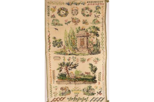 Two 19th century continental samplers, the first a mourning sampler ...