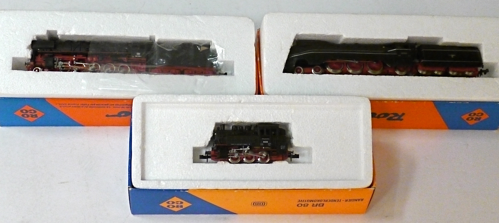 Roco N Gauge German Steam Locomotives, including DR streamlined 4-6-2 no 03 1050 in silver-lined