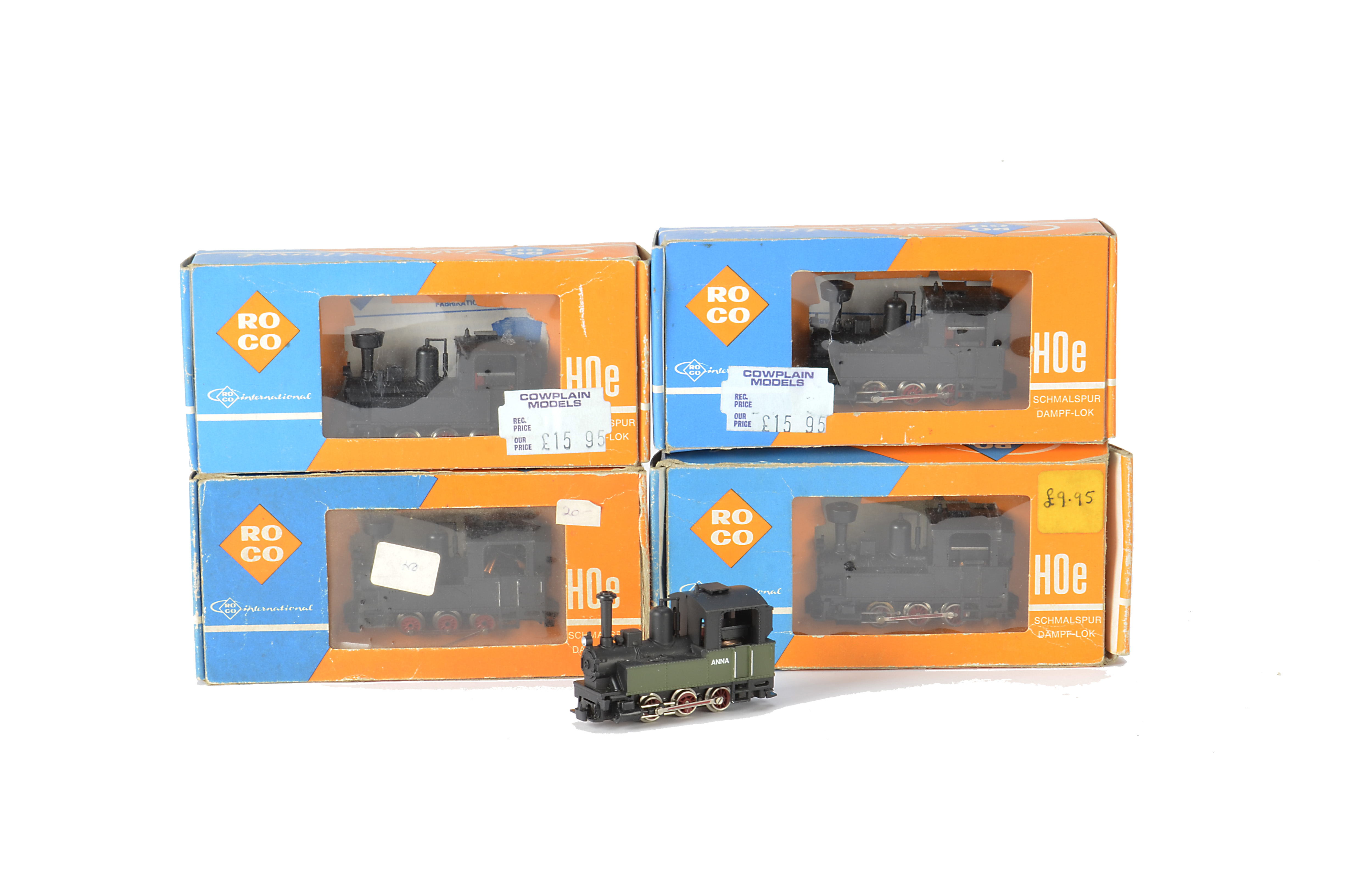 European N Gauge (Narrow Gauge) Locomotives by Roco, comprising 33201 0-6-0T in green as 'Anna',