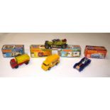 Matchbox Superfast, 31E Caravan, 36D Refuse Truck, 65C Airport Coach and 54D Mobile home, all in