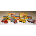 Matchbox, 3b Bedford Tipper Truck, 17B 'Londoner' (4), 12B Setra Coach, all in original boxes,