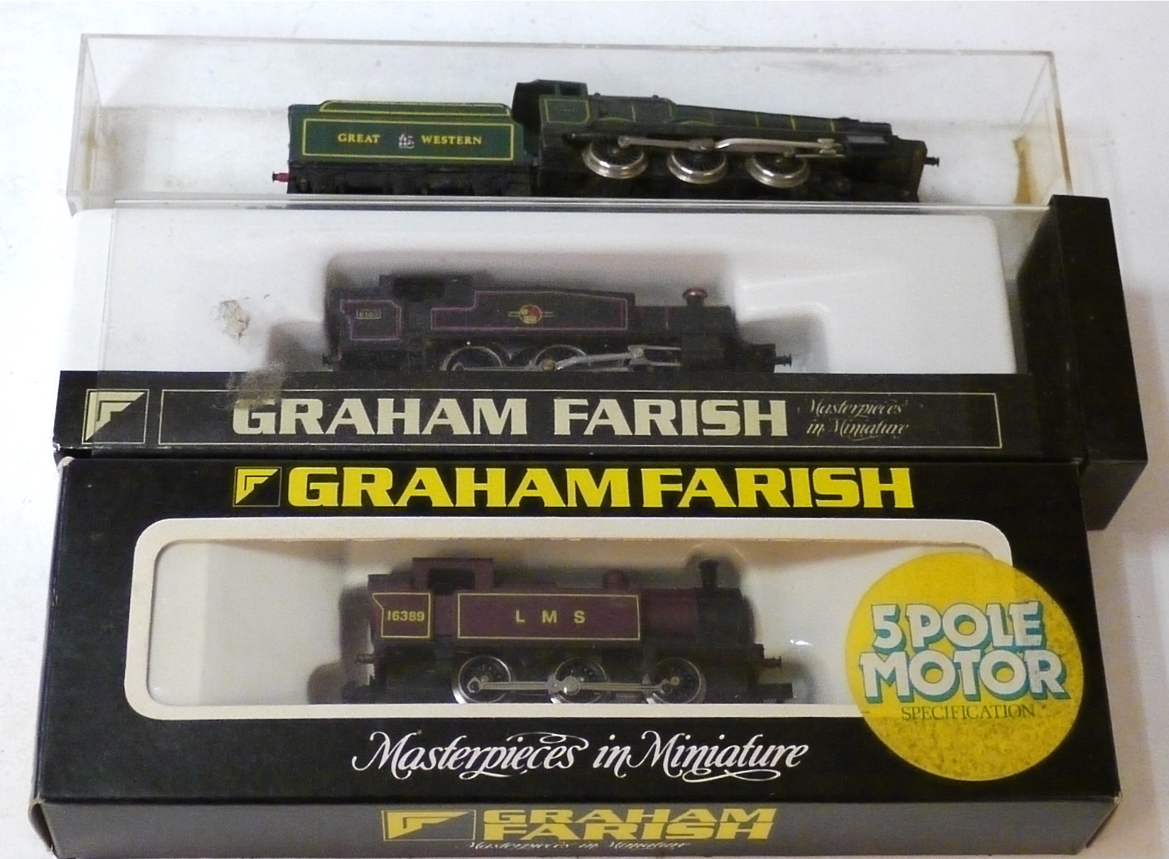 N Gauge Locomotives by Graham Farish, comprising LMS 'Jinty' 16389 in LMS crimson with 5-pole motor,