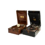 Two portable gramophones: a Paramount, in brown case; and an HMV 101 for restoration or spares (2)