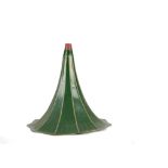 Gramophone horn: a Morning Glory horn, full size, repainted in mid-green (repair to neck)