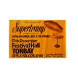 Supertramp, 1975 Torquay Concert poster with support from Joan Armatrading and The Movies, approx