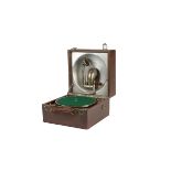 Portable gramophone: a Decca Style 3 portable in hide case, with Decca soundbox, 24/9/24