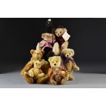 Seven artist teddy bears: a Bear Elegance by Joan Woessner Haddie - 103?4in. (27cm.) high; another