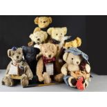 Five medium sized Artist teddy bears: including a Janet Ashton Robert Fotheringay, a LJ Bears