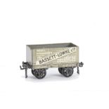 A Bassett-Lowke 0 Gauge Private Owner Open Wagon, a 7-plank wagon in light grey, no 6285, with