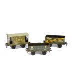 Bassett-Lowke 0 Gauge 4-wheeled Freight Stock, comprising B/L Private owner wagon in grey/yellow, NE