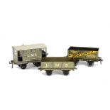 Bassett-Lowke 0 Gauge 4-wheeled Freight Stock, comprising B/L Private owner wagon in grey/yellow,