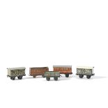 Bing and Karl Bub 00 Gauge Table Top Rolling Stock, LNER All First coach, NE Van and open Truck,