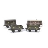 Bassett-Lowke 0 Gauge SR Freight Stock, comprising two tinplate open wagons no 9871 and van no