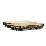Four Bassett-Lowke/Exley 0 Gauge 3-rail Pullman Cars, believed to be from an exhibition layout,