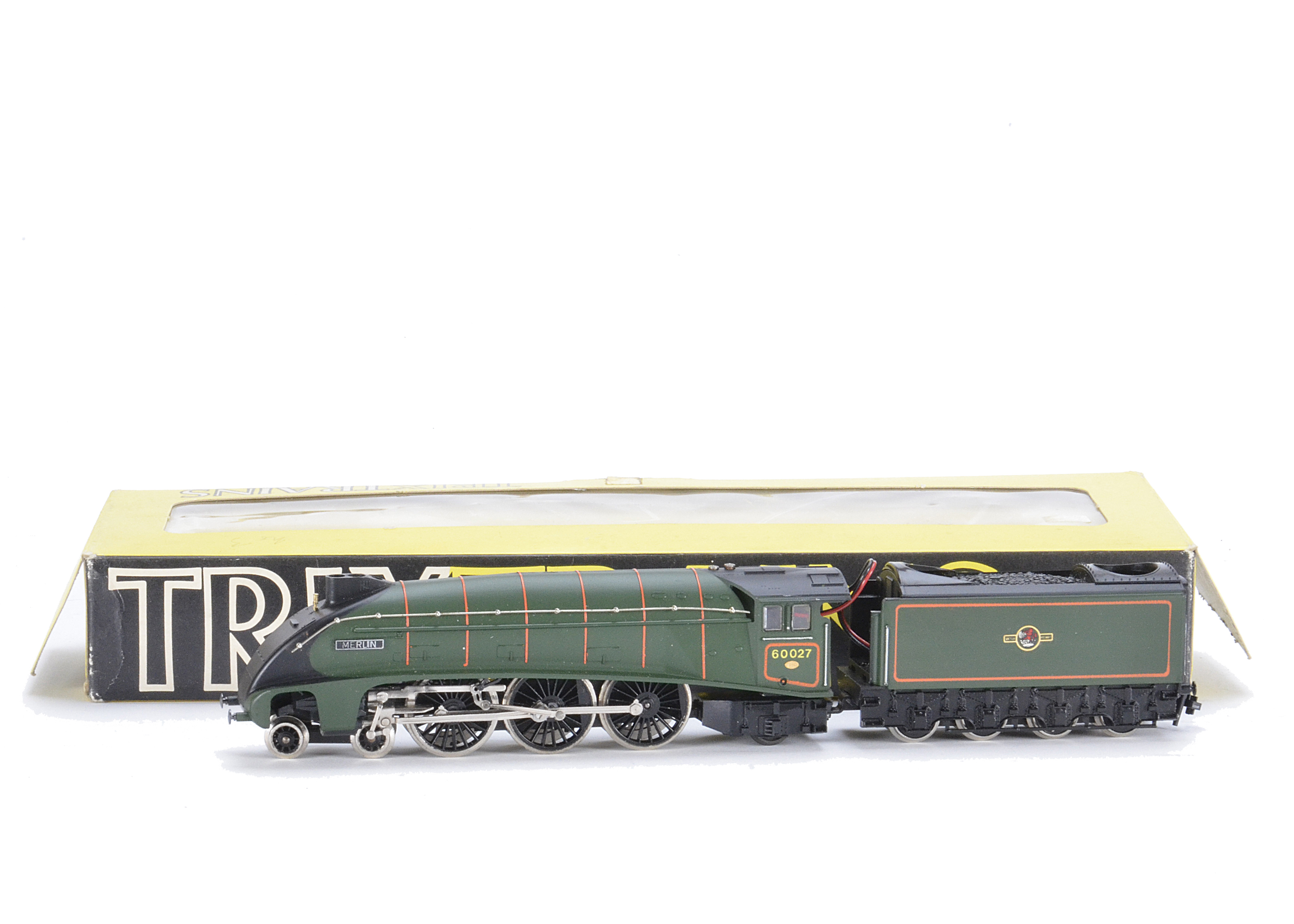 A Trix 00 Gauge 1195 A4 Class ‘Merlin’ in BR green No 60027, in original yellow window box, VG,