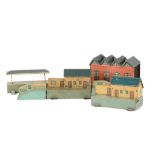 Bing 00 Gauge Table Top Stations and other buildings, two station buildings on platforms, two ramps,
