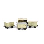 Bing/Bassett-Lowke 0 Gauge 4-wheeled Freight Stock, comprising LNWR grey van, LNWR white