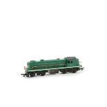 Early Tri-ang 00 Gauge green Switcher, with white lining and painted copper handrails, F-G