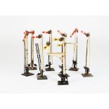 Bassett-Lowke 0 Gauge Signals, comprising 5 single, one double-arm and two bracket signals, mostly G