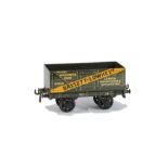 A Fine Bassett-Lowke 0 Gauge Private Owner Open Wagon, in dark grey with yellow ‘Bassett-Lowke’