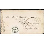 Ascension Early Letters and Handstamps 1862 (3 Nov.) stampless envelope (opened-out) to Kent, rated